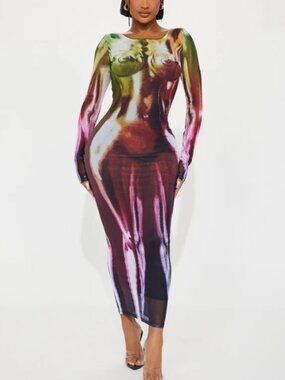 Transform You Mesh Maxi Dress - Multi Color